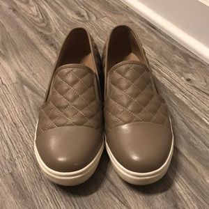 Steve Madden Taupe Quilted Slip Ons